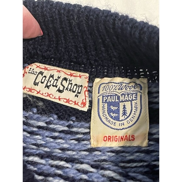 Paul Mage Sweater Womens Large Blue Fair Isle Wool Made in Denmark Vintage - Picture 5 of 11